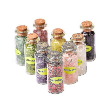 9pcs Gemstone Bottles Chip Crystal Healing Tumbled Gem Reiki Wicca Stones Set