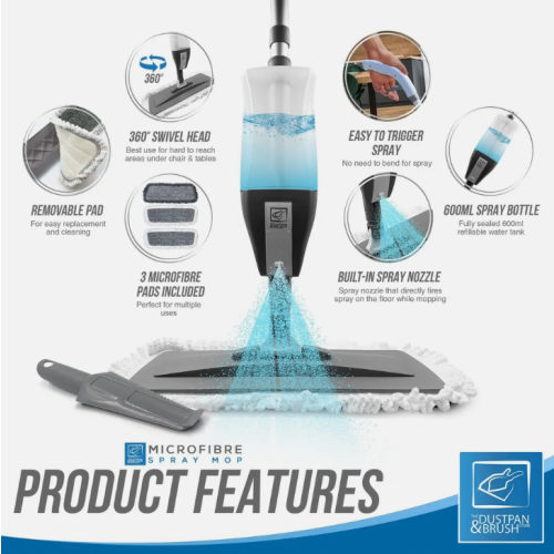 Spray Mop Floor Cleaner Water Spraying Replacement Pad Microfibre Head 1