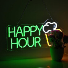Happy Hour Neon Sign Bar Man Cave Club Bedroom Led Dimmable Neon Lights Signs For Office Hotel Pub Cafe Wedding Birthday Party Man Cave Neon Light Art