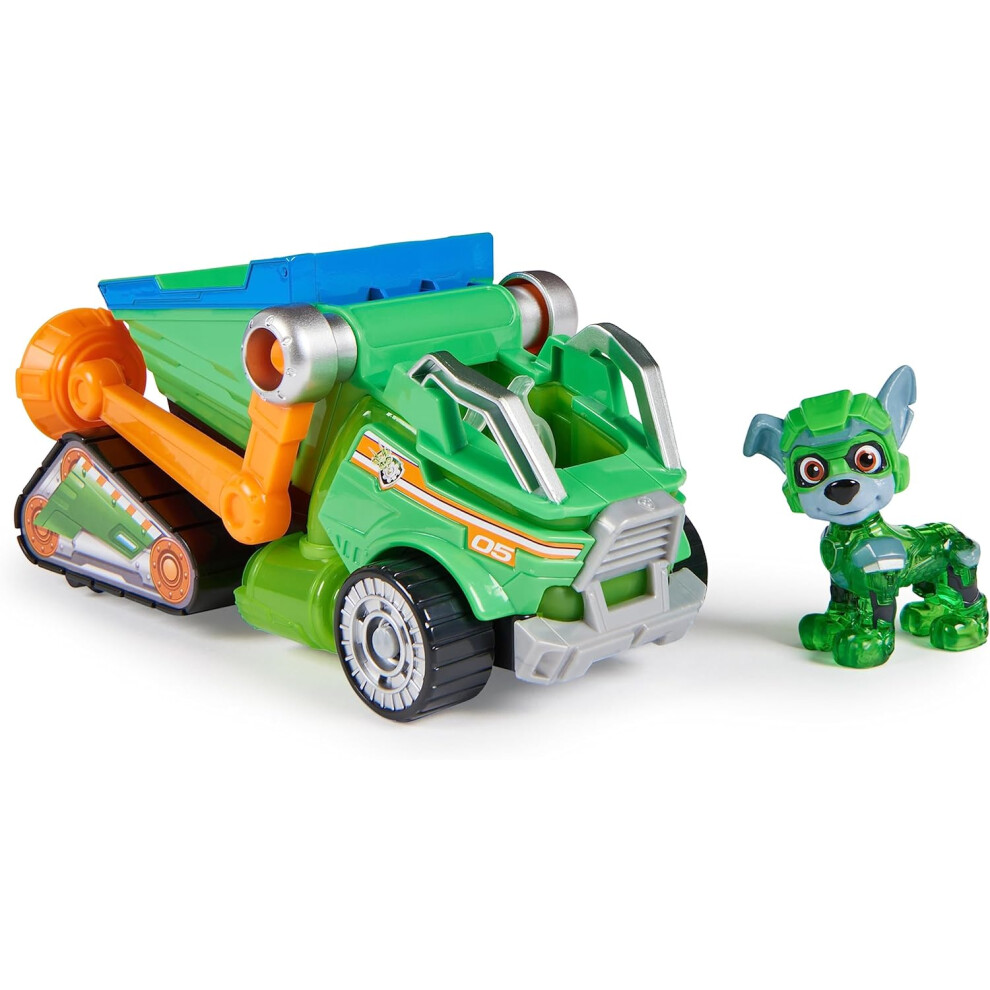 Paw Patrol The Mighty Movie Toy Recycling Lorry with Rocky Mighty Pups Action Figure, Lights and Sounds, Kids Toys for Boys and Girls 3+