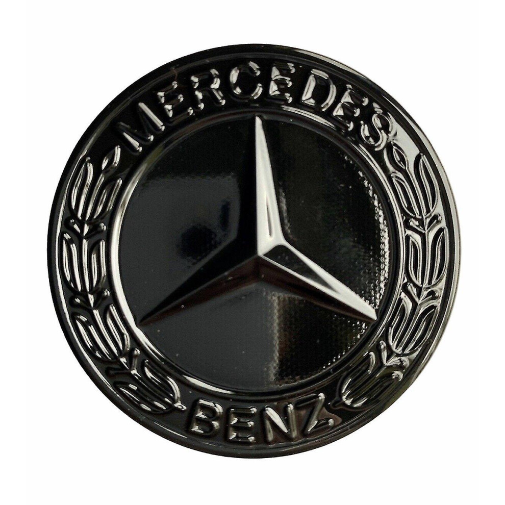 Gloss Black Mercedes Benz Bonnet Badge Emblem For B C E S Clk Amg Class 57mm