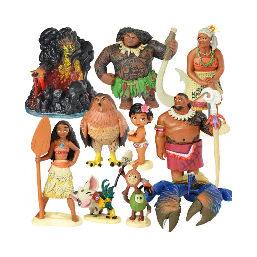 Glamdesign 10Pcs Moana Figure Doll Play Set Figurine Toys Cake Topper Collectable