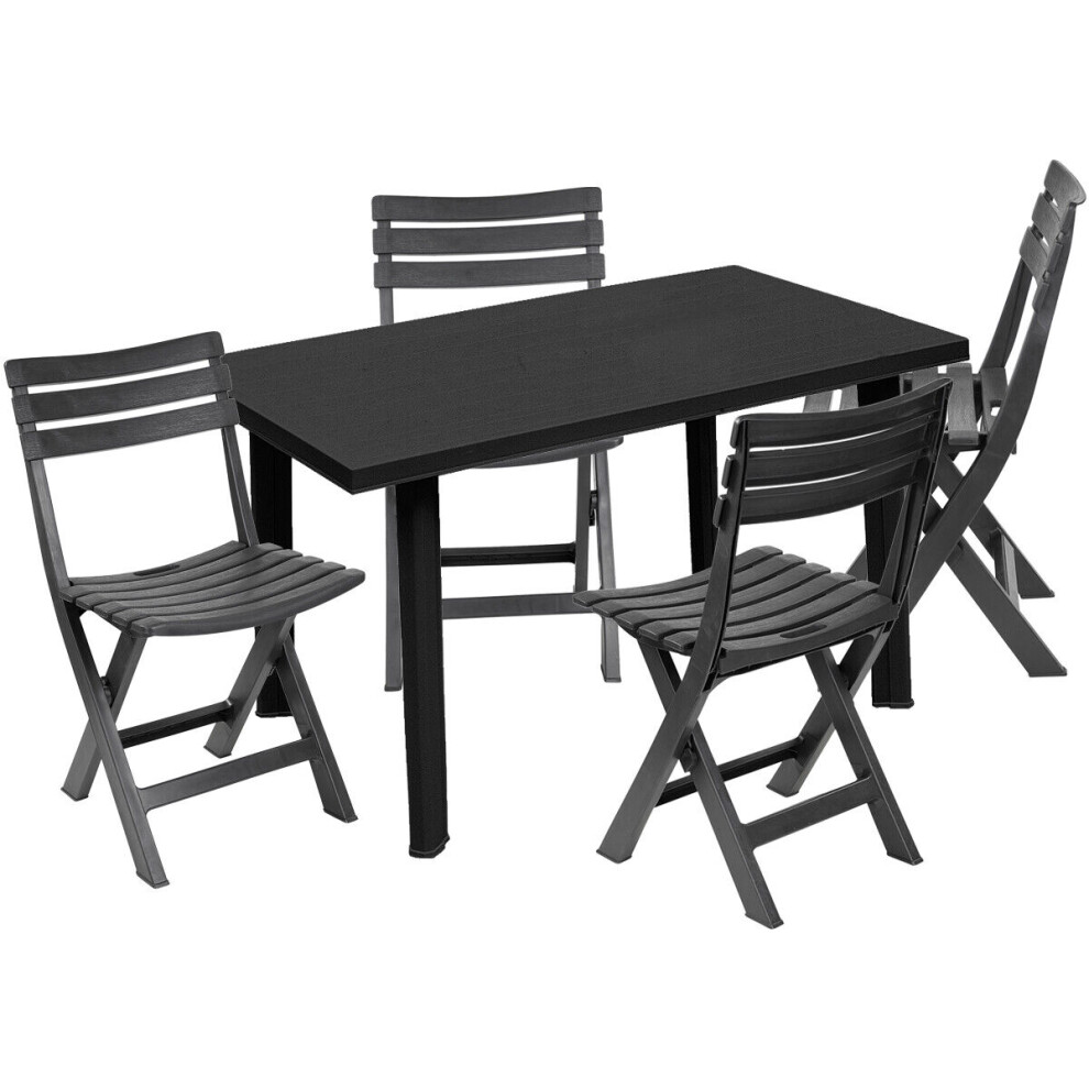 Urbn-Garden Outdoor Rectangle Anthracite Garden Dining Table & Chair Furniture Set Black