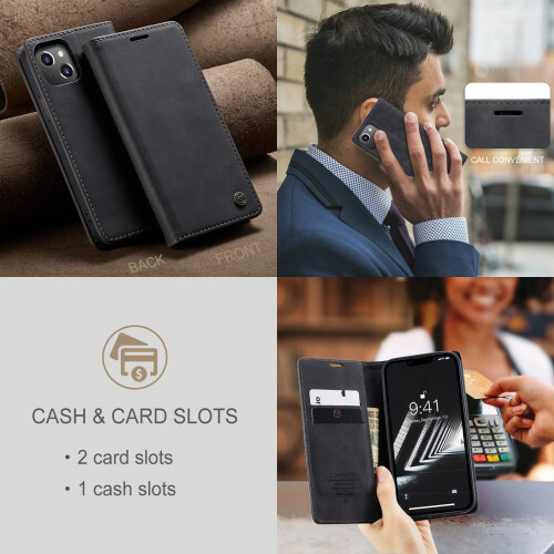 Wallet Case For iPhone 14 Pro Leather Flip Magnetic TPU Shell Case 2