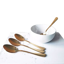 (Dinner spoon, 4pcs) Dinner Tea Spoons Gold Cutlery Stainless Steel