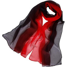 Women's Gradient Colors Silk Scarves Soft Lightweight Blend Ombre Chiffon Oblong Olaof Scarf (red And Black2)