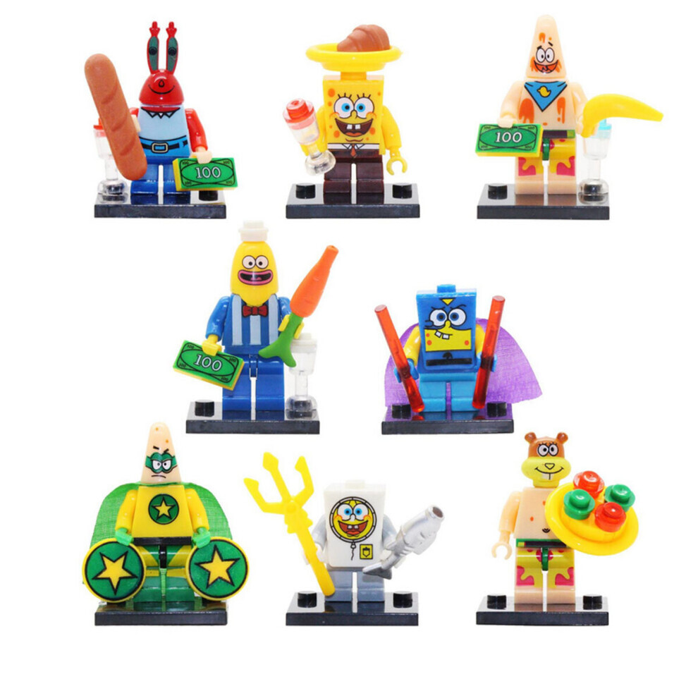 8PCS/SET SpongeBob Series Minifigure Micro Building Block Toy