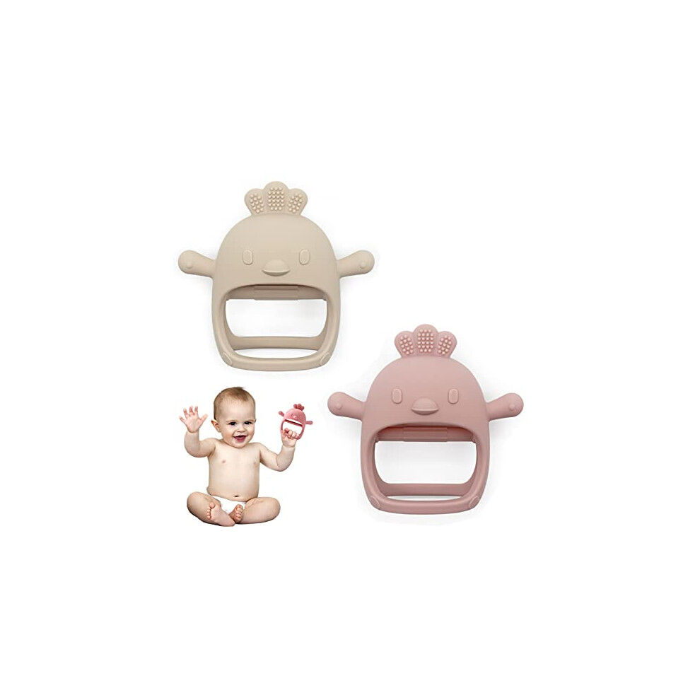 2 Pack Teething Toys For Baby, Teething Mitten For Babies, Baby Toys 0-6 Months, Silicone Teether For Toddler Infant, Baby Boy Girl Shower Gifts Dzpuhuojz
