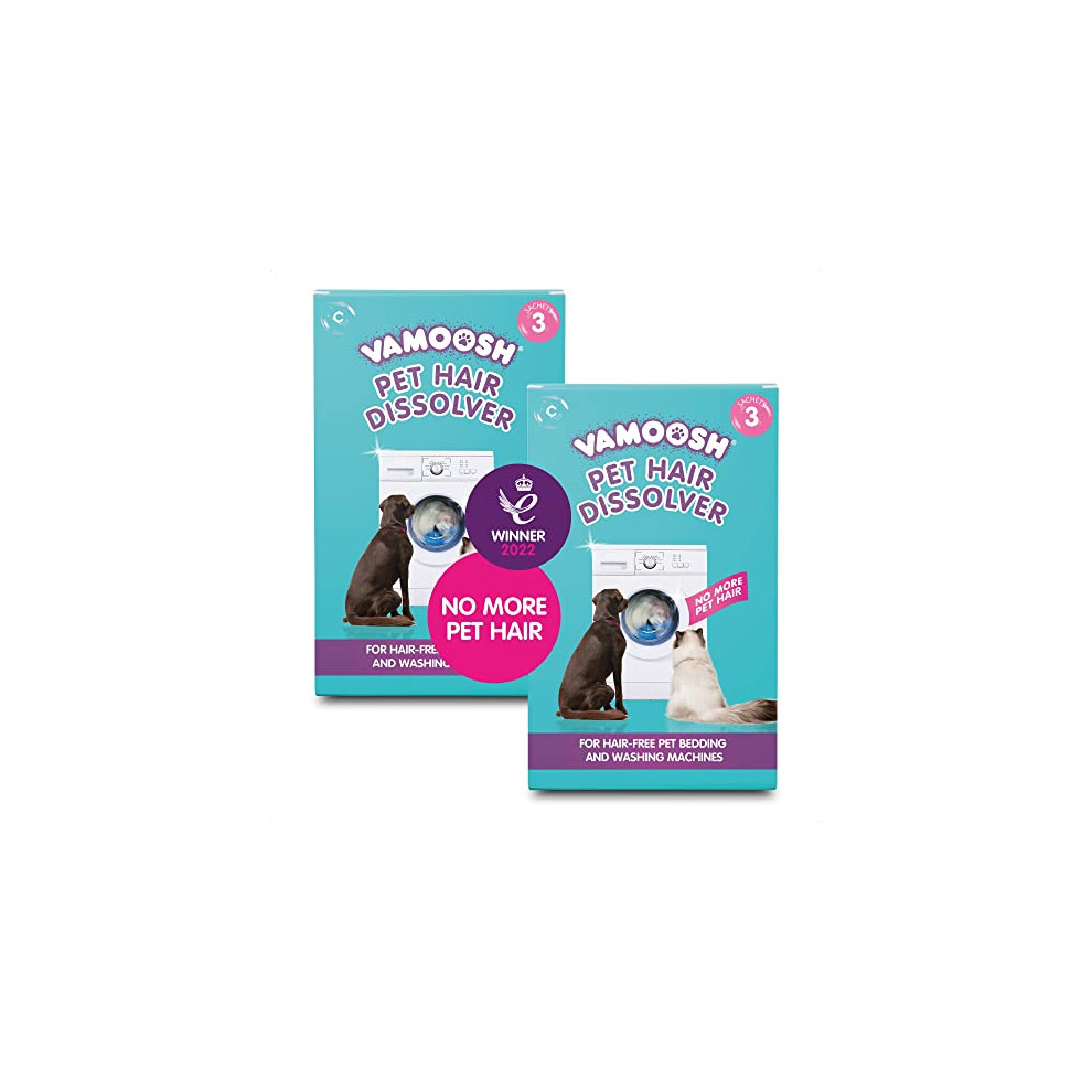 Vamoosh Pet Hair Dissolver for Washing Machines, 6x 100g (2 Boxes), Removes Odour Dissolves Dog, Cat, Animal Fur, Cleans Pet Bedding in Washing