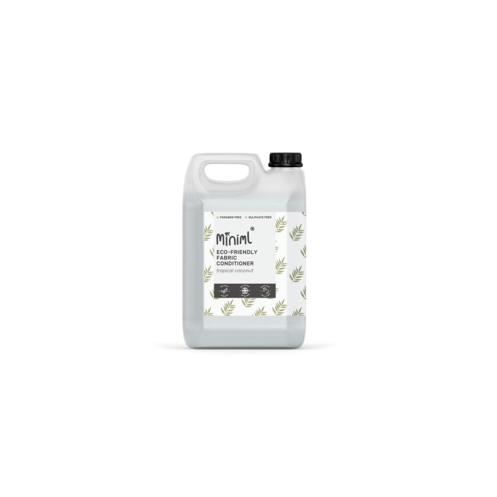 Miniml Eco Fabric Softener & Conditioner 5L Refill - Tropical Coconut Scented All Natural Fabric Softener For Sensitive Skin - 100% Vegan & Cruelty