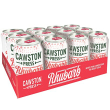 Cawston Press Sparkling Rhubarb Fizzy Drink Blended With Sparkling Water and Pressed Apple Juice (330ml x 12 cans) | Gluten Free - Vegan - No Added