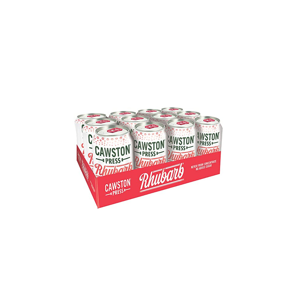 Cawston Press Sparkling Rhubarb Fizzy Drink Blended With Sparkling Water and Pressed Apple Juice (330ml x 12 cans) | Gluten Free - Vegan - No Added