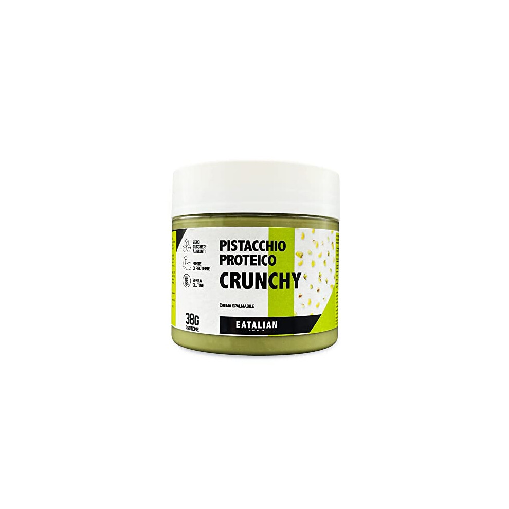 Amz Better Eatalian By Spreadable Crunchy Pistachio Protein 200 Grams, Pistachio With Grains Of Pistachio, Protein Paste, Sweet Taste, Cream