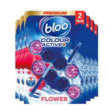 Bloo Colour Active Toilet Rim Block Fresh Flowers with Anti-Limescale, Cleaning Foam, Dirt Protection and Extra Freshness - 12 x rimblocks