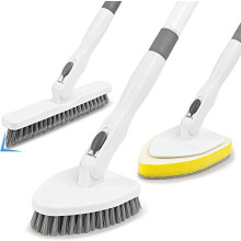 3 in 1 Tub and Tile Scrubber Bathroom Cleaner Shower Cleaning Brush 51.5? Detachable Long Handle, Stiff Bristles Scrub Brush Cleaning Tool for Bathtub
