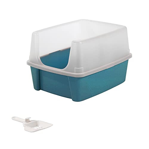 Iris Ohyama, Litter Box, Tray for Cat, Plastic (PP) BPA-Free, Scoop, CLH-12, Open Top, Blue