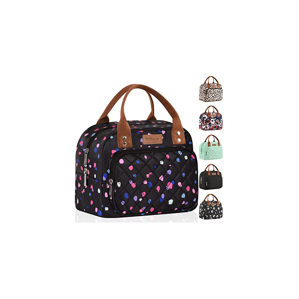 HOMESPON Insulated Lunch Bag for Women Men Work Adult Cool Bag Lunch Box Container Ladies Lunch Tote (Colourful Dots)