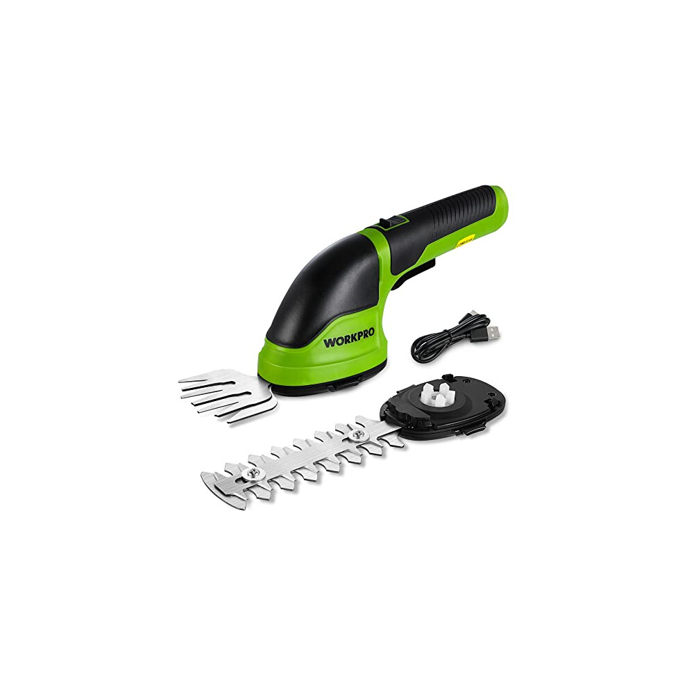 WORKPRO 2 IN 1 Cordless Hedge Trimmer and Grass Shear | 3.6V Electric Grass Trimmer with 2000mAh Lithium-ion Battery | Lightweight Hand Held Hedge