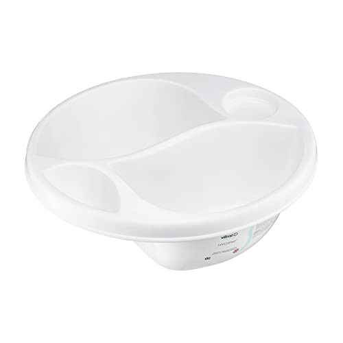 Vital Baby Perfectly Simple Top & Tail Bowl, Everyday Basic Top & Tail Bowl for Baby's Baths, 2 Seperate Areas for Top and Tail Sponges, Ergonomic