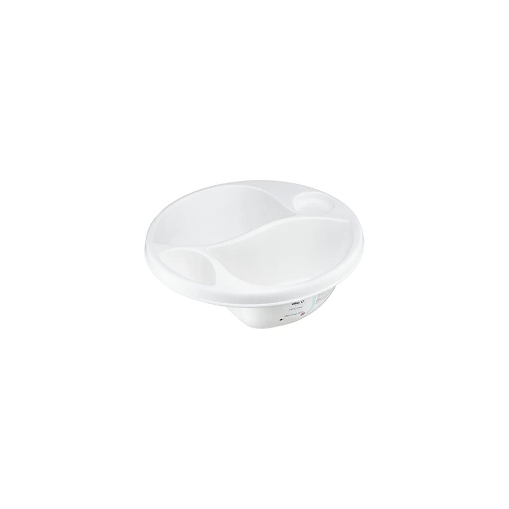 Vital Baby Perfectly Simple Top & Tail Bowl, Everyday Basic Top & Tail Bowl For Baby's Baths, 2 Seperate Areas For Top And Tail Sponges, Ergonomic