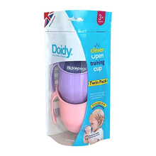 Doidy Cup Twin Pack- Training Sippy Cups for Toddlers Babies - Unique Slanted Design Two Handles Baby Beaker - Great Weaning Cup for Milk- Use from