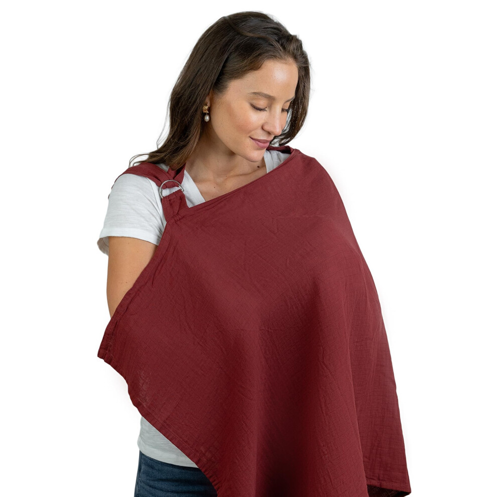 Muslin Nursing Cover For Baby Breastfeeding, Soft & Breathable Cotton Breastfeeding Cover For Mom With Rigid Hoop For Mother Nursing Apron By Comfy Comfy Cubs