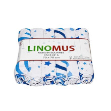 Linomus Muslin Squares-Pack of 6 (70 x 70 cm) -Soft, Absorbent & Breathable 100% Pure Cotton Muslin Cloths for baby-Ideal to Clean, Wipe & Cover