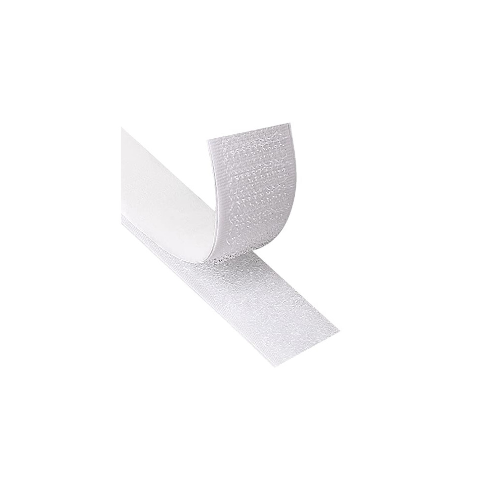 Blooven Hook And Loop Strip Tape 20 Meter Self Adhesive Sticky Back Fastening Tape 20Mm Wide (20Mm X 20M, White) 5051501807303
