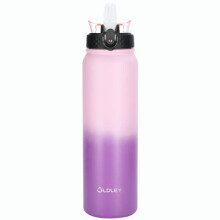 OLDLEY Stainless Steel Water Bottle with Straw 1L Vaccum Insulated Large Drink Flask Metal Water Bottles 1 Litre Leakproof Keep Drinks Hot Cold for