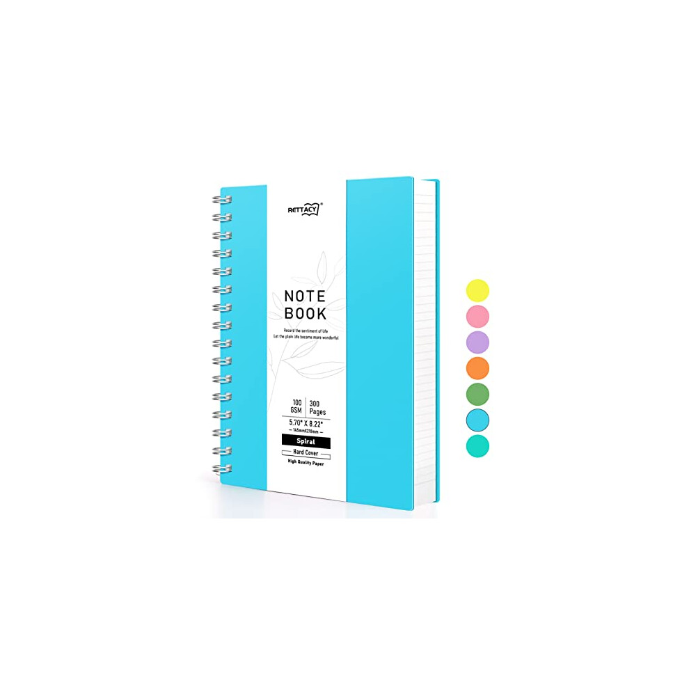 RETTACY A5 Notebook, Notepad, Wirebound Spiral Notebooks 300 sheets/150 Pages for Writing,100gsm College-Ruled Paper, PVC Hardcover, for Women Men