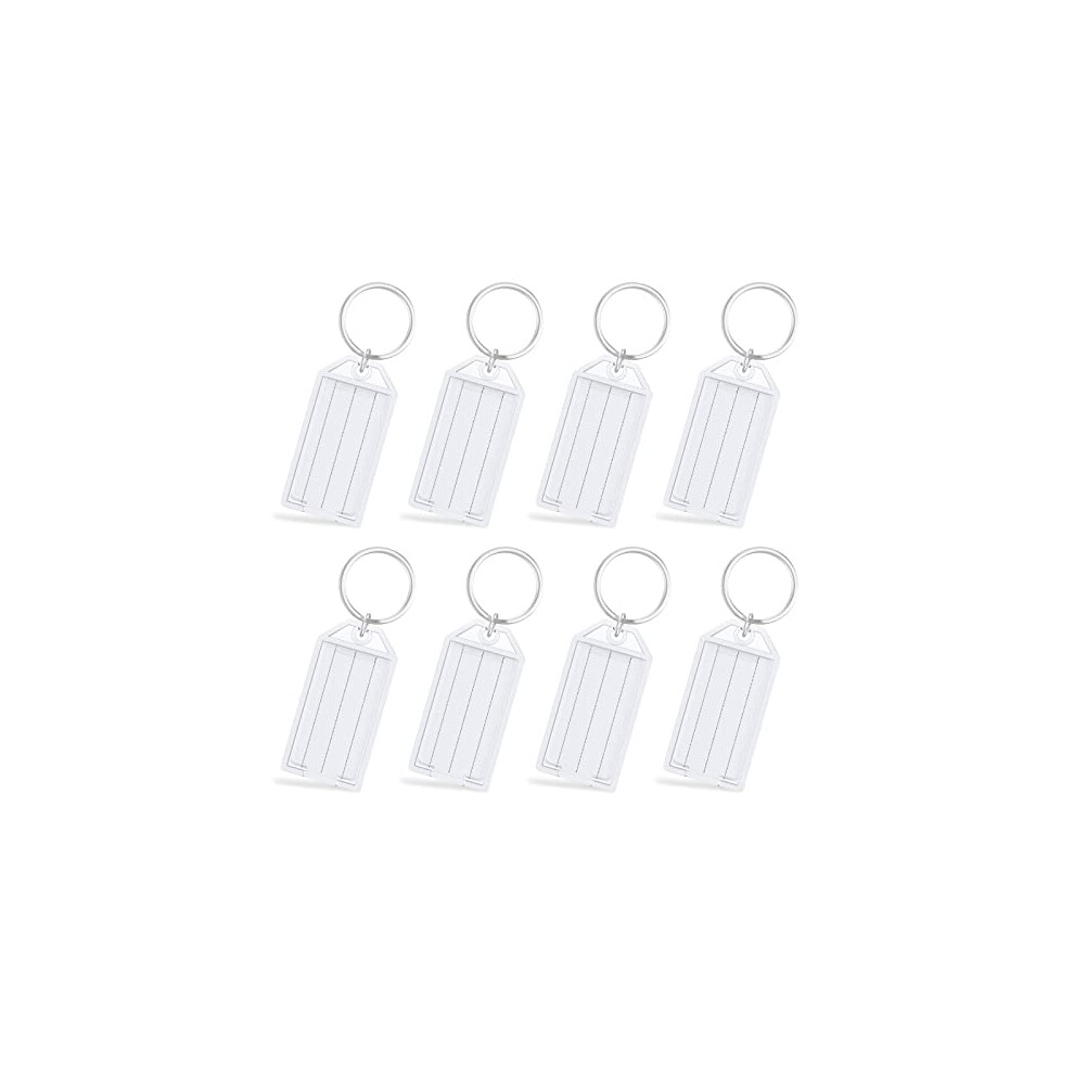 Uniclife 80 Pieces Key Tags 5 Cm Plastic Key Chain Tags With Ruled Blank Paper Labels Transparent Covers And Split Rings Sturdy Item Identifiers, 5051501811997