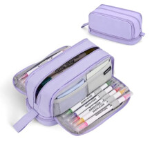 Howala Pencil Case Large Capacity Pencil Pouch for Girls Boys with 4 Compartments Multifunctional Pen Bag Stationery Organizer Office Makeup Bag