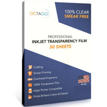 Octago Inkjet Transparency Paper (100% Clear) Transparency Sheets for Inkjet Printers, Color Inkjet Transparency Film, Acetate Sheets for Crafts,
