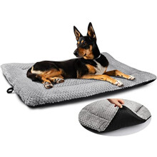ASIJIA Dog Bed Mat Large 90 x 58CM Washable Fluffy Sherpa Cat Bed Cushion with Anti-Slip Bottom, Warm Pet Dog Crate Mattress for Medium and Large