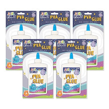Craft Planet - 240 ml X Pack Of 5 - White Strong, Tacky PVA All Purpose Glue For Kids Art, Toddler Craft & Craft Box Refill, School Supplies,