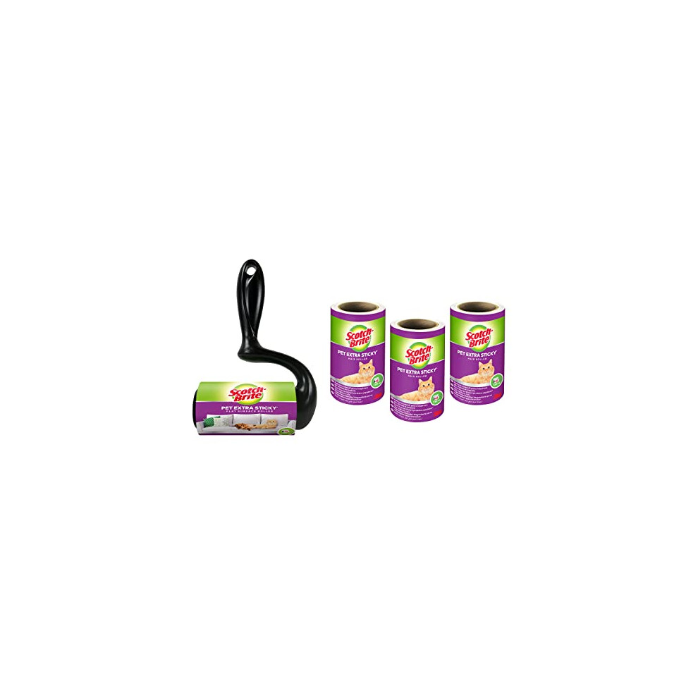 Scotch Brite Large surface Extra Sticky Hair Roller + Scotch-Brite Pet Extra Sticky Hair Roller Refill 4 pieces in pack