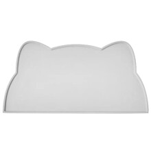 septillar Cat Food Mat, Silicone Pet Feeding Mat Non Slip Dog Bowl Mat Waterproof Tray Cushion (52x30 cm, Light Grey)