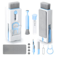 Alyvisun 11 in 1 Laptop Cleaning Kit, Multifunctional Keyboard Cleaner Brush with Keycap Puller, for Tablet, Earphones, Computer, Blue