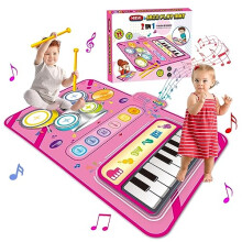 Toys for 1 2 3 4 5 Year Old Girls, 2 in 1 Music Mat Gifts for Girls Kids Toys 1-6 Year Old Girl Boys, Educational Music Toys for 1-6 Year Old Girls