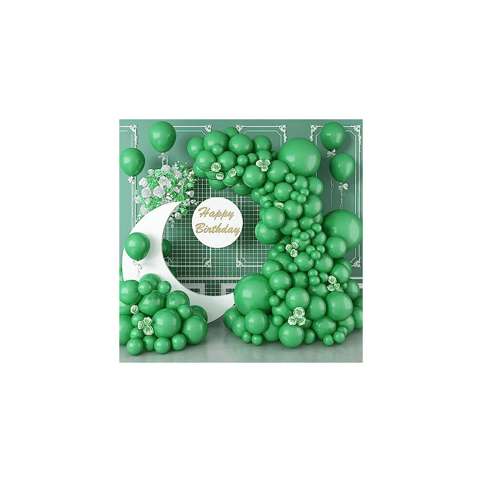 Dark Green Balloons 113 pcs Matte Green Balloons Garland Arch Kit 5/10/12/18 Inch Different Sizes Emerald Green Latex Helium Party Balloons for Jungle