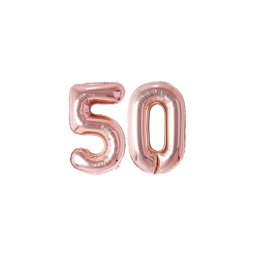 Vthoviwa Giant Balloon Number 50 Rosegolden, Balloon 50. Birthday Party Foil Age Balloon, 101cm Digital Balloon 50 Party Decoration Floats By Helium