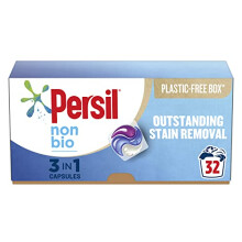 Persil 3 in 1 Non Bio Washing Capsules laundry capsules that are gentle next to sensitive skin with recyclable, plastic-free box* 32 Washes