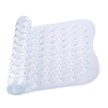 MOONLIGHT20015 Non-Slip Shower Bath Mat PVC, Anti-Mould & Mildew, Strong Suction Cups, Drain Holes, 40x100cm, Soft Rubber