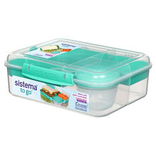 Sistema Bento Box TO GO | Lunch Box with Yoghurt/Fruit Pot | 1.65 L | BPA-Free | Minty Teal | 1 count