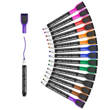 maxtek Whiteboard Pens, Dry Wipe Whiteboard Markers with Magentic, Fine Tip, Assorted Colours, 16 Count 8 Colours WhiteBoard Pens with Eraser, Low