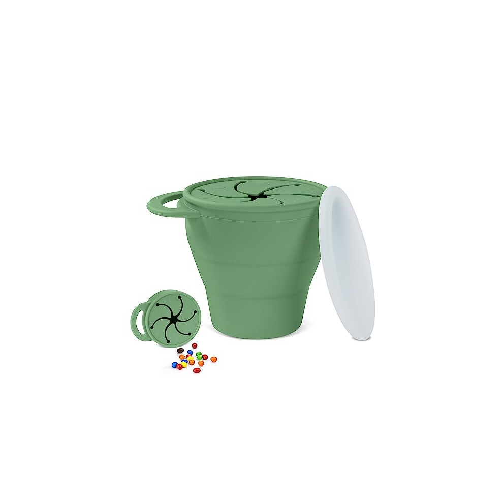 Collapsible Silicone Baby Snack Cup, Baby Snack Cup, Silicone Snack Cup Non Spill Snack Pot For Baby, Snack Catcher Food Cup With Lid, Snack Vicloon