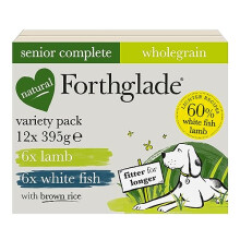 Forthglade Complete Natural Wet Dog Food - Wholegrain Variety Pack (12 x 395g) Trays - Lamb & White Fish with Wholegrain Oats & Vegetables - Senior