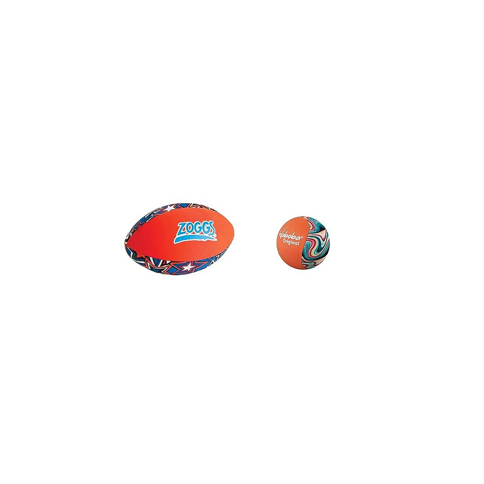 Zoggs Kid's Safe Neoprene Aqua Ball for All Ages - Orange/Blue with Star Print Pool Game,130 x 130 x 220 millimeters & Waboba Original Water Bouncing