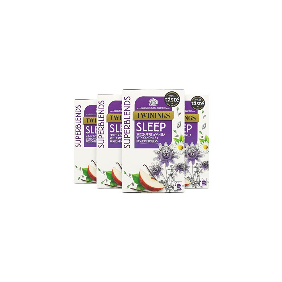 Twinings Superblends Sleep Tea - Spiced Apple & Vanilla Herbal Tea Infusion with Camomile & Passion Flower - 80 Biodegradable Tea Bags