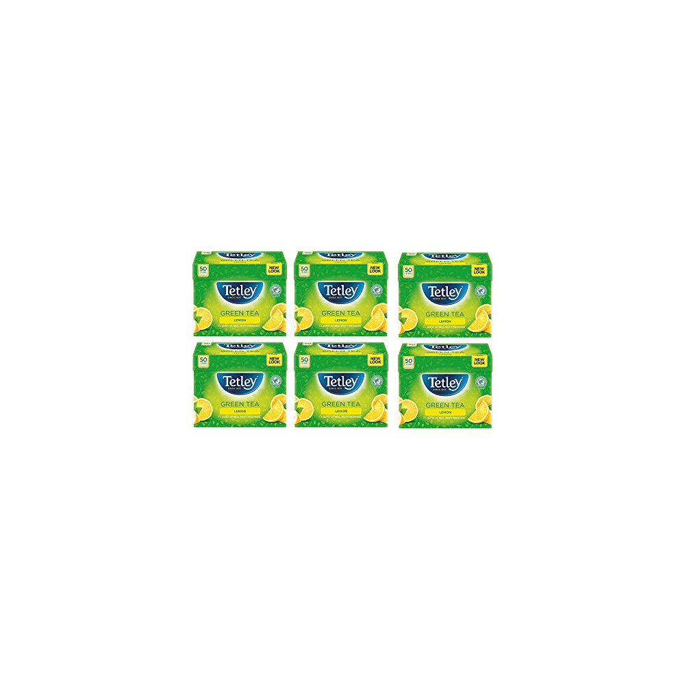 Tetley Green Tea Bags, Lemon, 50 Count(Pack of 6), 300 count